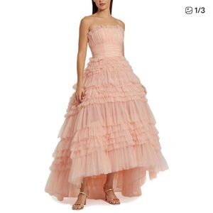 Mac Duggal Strapless Peach Layered Gown